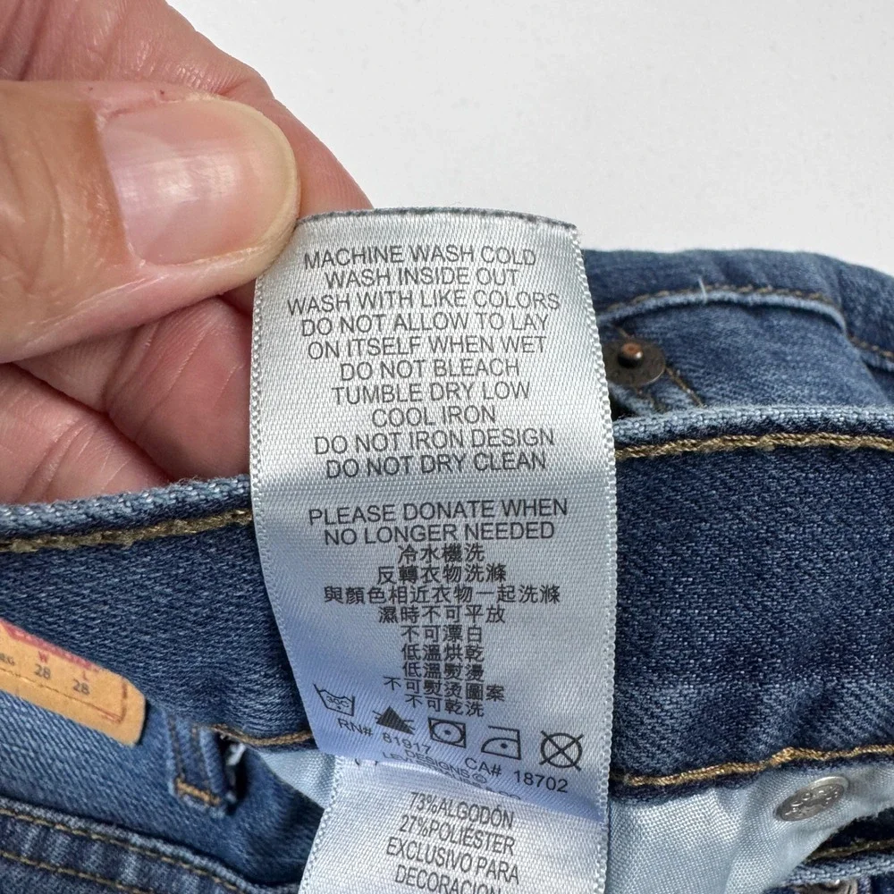 Levis 505 Regular Fit Girls Jeans Size 16 Medium Wash Denim 28x28 5505-778
